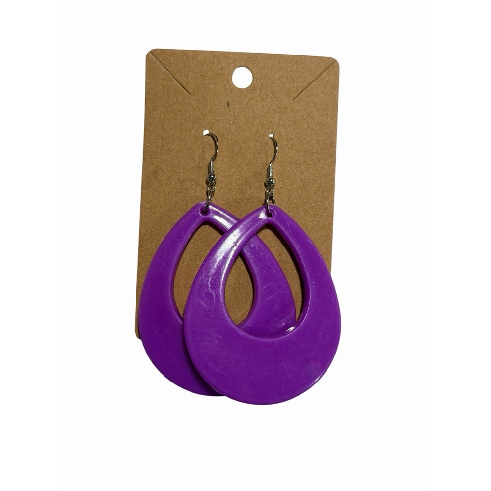 Purple‎ Teardrop Dangle Earrings Retro Lightweight Glossy Fishhook Statement